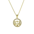 18k gold plated brass Libra zodiac pendant necklace with sparkling pavé crystals - Libra