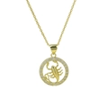 18k gold plated brass Scorpio zodiac pendant necklace with white zircon stones - Scorpio