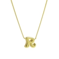 Polished 18k gold plated letter R pendant with elegant rope chain for DIY necklaces - Letter R / Rope Chain