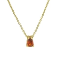 Minimalist 18k gold plated brass necklace with a pear-cut orange gemstone pendant - January (Garnet Red)