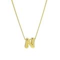 Polished 18k gold plated bubble letter N pendant necklace with a twisted rope chain - Letter N / Rope Chain