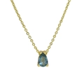 18k gold plated brass necklace with a teardrop-shaped blue gemstone pendant - March Necklace (Aquamarine Blue)