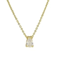Minimalist 18k gold pear-cut clear gemstone pendant necklace with delicate O-chain - April Necklace (Diamond Clear)