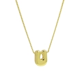 Polished 18k gold plated necklace featuring a 3D uppercase letter U initial pendant - Letter U