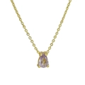 Minimalist 18k gold-plated brass necklace with a pear-cut lavender gemstone pendant - Necklace June (Light Purple)