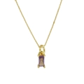 Collier plaqué or avec pendentif rectangulaire en zircon violet et chaîne délicate - Février