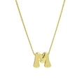 Minimalist 18k gold plated brass rope chain necklace with solid alphabet M pendant - Letter M
