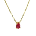 18k gold plated brass necklace with a teardrop red gemstone pendant and minimalist chain - July (Ruby Red)