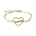 Goldenes Büroklammer-Armband mit funkelndem Kristallherz und Mama-Schriftzug - Stil 01