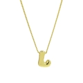 3D bubble style 18k gold plated letter L initial pendant necklace with twist chain - Letter L