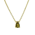 18k gold plated brass necklace with pear-cut olive green teardrop birthstone pendant - August Necklace (Peridot Green)