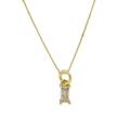 Collier plaqué or avec un pendentif rectangulaire en zircone claire et fermoir double anneau - Avril