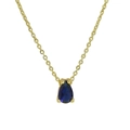 Minimalist 18k gold plated necklace featuring a pear-cut dark blue birthstone pendant - September (Sapphire Blue)