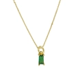 Collier élégant plaqué or avec un pendentif rectangulaire en pierre de naissance émeraude - Mai