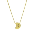 18k gold plated brass necklace featuring a polished 3D English letter D pendant - Letter D