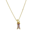 Collier en plaqué or avec un pendentif rectangulaire en zircon de couleur violette - Juin