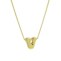 18k gold plated brass necklace featuring a polished letter V pendant on a twist chain - Letter V
