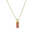 Collier plaqué or avec pendentif rectangulaire en pierre de naissance rouge pour femme - Juillet