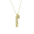Golden MAMA necklace with zircon pavé letters and yellow rectangular birthstone pendant - March Style