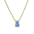 18k gold plated brass necklace with a pear shaped blue December birthstone pendant - December Necklace (Blue Topaz)