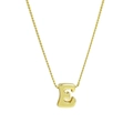 Polished 18k gold plated 3D bubble letter E pendant on a twisted rope chain necklace - Letter E