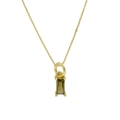 Collier rectangulaire avec zircon vert olive et placage en or de haute qualité sur chaîne - Août