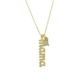 Golden MAMA pendant necklace with pavé zircon stones and rectangular birthstone charm - April Style