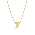 Polished 18k gold plated brass letter F pendant on a delicate rope chain necklace - Letter F