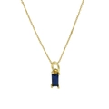 Collier doré avec pendentif rectangulaire en pierre de naissance bleu saphir et chaîne fine - Septembre