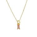 Collier en plaqué or avec un pendentif rectangulaire en pierre de zircon rose - Octobre