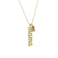 Golden MAMA pendant necklace with white zircons and purple December birthstone - June Style
