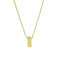 18k gold plated brass twisted rope chain necklace with a smooth vertical bar pendant - Letter I