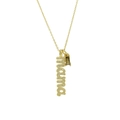 Gold Mama necklace featuring peridot birthstone and zircon pavé lettering for mothers - August Style