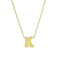 Golden bubble letter K pendant with twisted rope chain necklace for DIY jewelry - Letter K