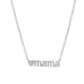 Collar de plata con colgante 'mama' y corazón con tres cristales brillantes de mujer - Estilo Mama (FN50390401W)