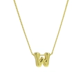 Minimalist 18k gold plated necklace with high-polish letter W pendant on twist chain - Letter W