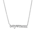 Collar plateado con colgante boy mom y corazón de cristal incrustado para mamá - Estilo Boy Mom (FN50390402W)