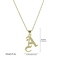 18k gold plated alphabet pendant necklace with micro-pave zirconia and O-chain links - Letter A Style