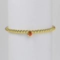 Golden stretch bead bracelet with a pear-cut orange zircon stone, birthstone jewelry - January-Orange Stone