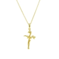 Gold 18k plated brass cross pendant necklace with artistic floral branch vine design - January Birth Flower Style (January Necklace)