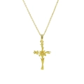 18k gold plated brass cross necklace featuring delicate December flower and vine design - February Birth Flower Style (February Necklace)