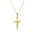 18k gold plated brass cross necklace featuring a detailed December flower with crystal - March Birth Flower Style (March Necklace)