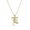 18k gold plated necklace with Gothic letter E pendant featuring micro zircon inlays - Letter E Style
