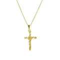 Elegant 18k gold plated brass cross pendant necklace with floral sunflower details - April Birth Flower Style (April Necklace)