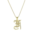 18k gold plated Old English letter pendant necklace with sparkling zircon micro-pave - Letter F Style