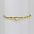 18k gold beaded elastic bracelet featuring a teardrop clear zircon drop pendant - April-Clear Stone