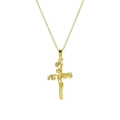 18k gold plated brass cross necklace featuring Lily of the Valley floral detail - May Birth Flower Style (May Necklace)