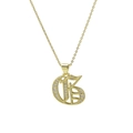 Gothic 18k gold plated letter B pendant necklace with micro-paved cubic zirconia stones - Letter G Style
