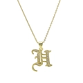 18k gold chain necklace with gothic letter H pendant and micro-set zircon stones - Letter H Style