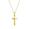 18k gold plated brass cross necklace featuring floral design with delicate O-chain - July Birth Flower Style (July Necklace)